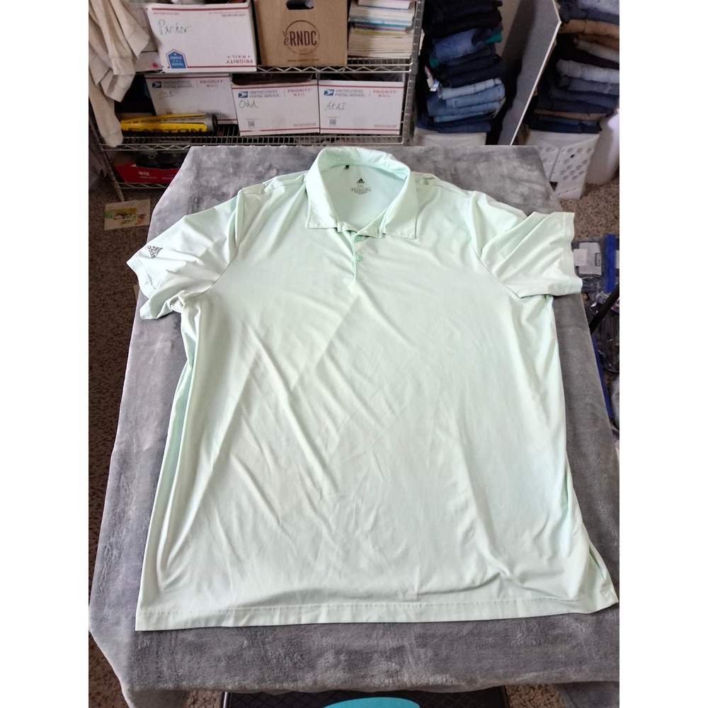 Adidas Mens 3XL Primegreen Golf Polo Shirt Mint Green Short Sleeve Performance